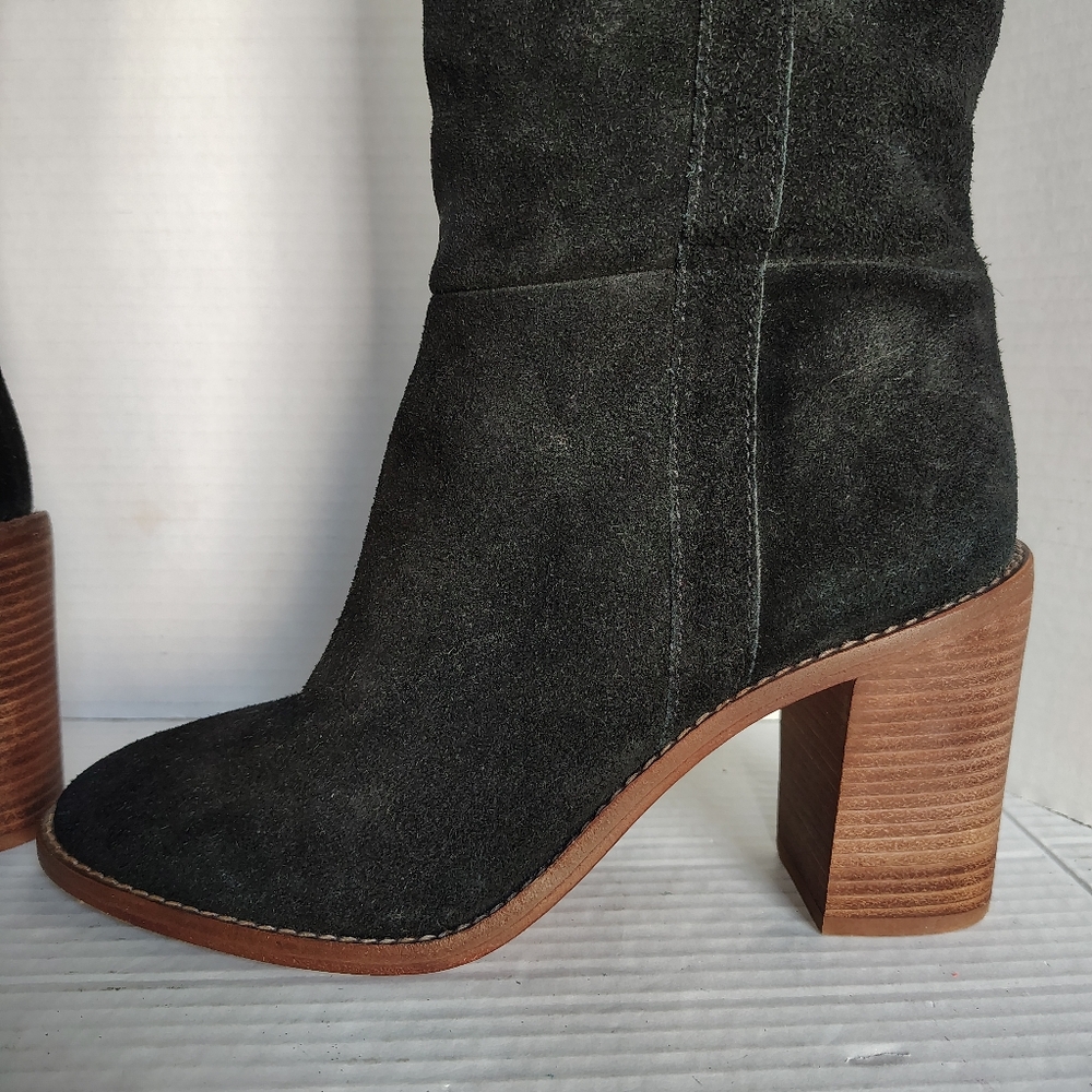 Madewell Jimi Over the Knee Suede Leather Boots Black 9.5 Stacked Heel Boots - Picture 12 of 17